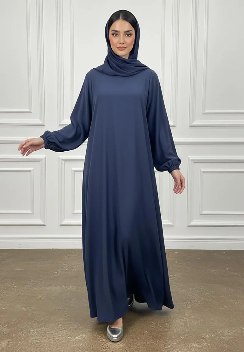 نخبة Minimalist Cuffed Sleeve Flowing Abaya-891