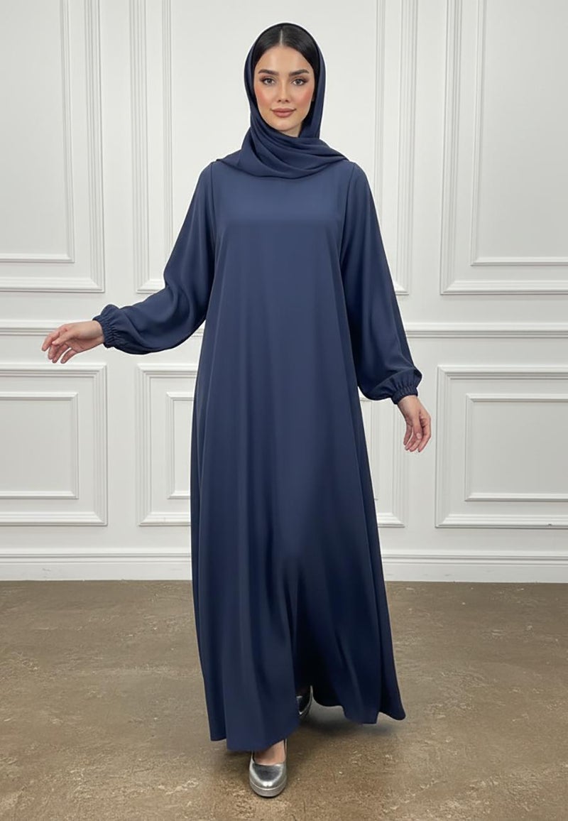 NUKHBAA Minimalist Cuffed Sleeve Flowing Abaya-891 - Image 2