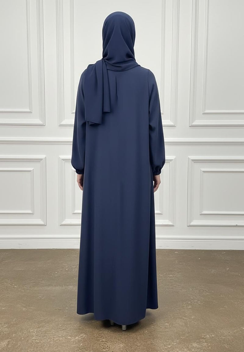 NUKHBAA Minimalist Cuffed Sleeve Flowing Abaya-891 - Image 4