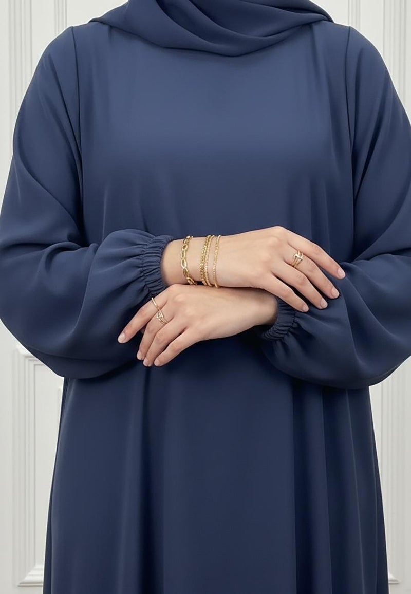 NUKHBAA Minimalist Cuffed Sleeve Flowing Abaya-891 - Image 3