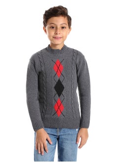 Wool Boys Pullover With Multi Design