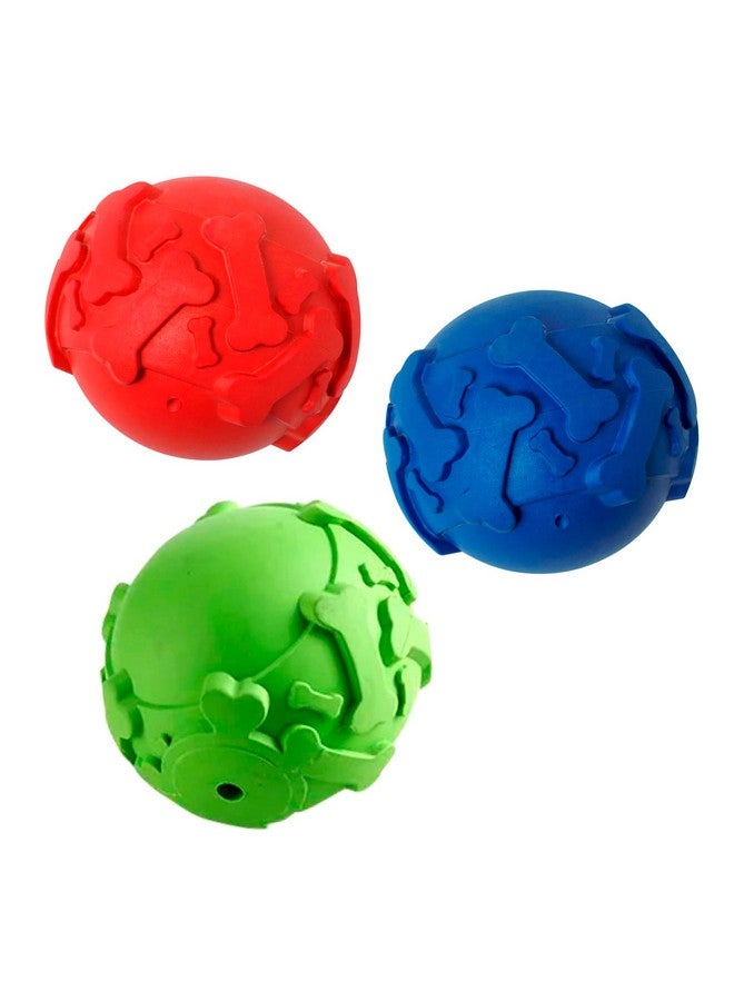 لعبة كرة العظام المطبوعة من Pups&Pets ذات الصوت الصلب للكلاب متوسطة الحجم (كرة واحدة في العبوة) - ألوان متنوعة - Image 1