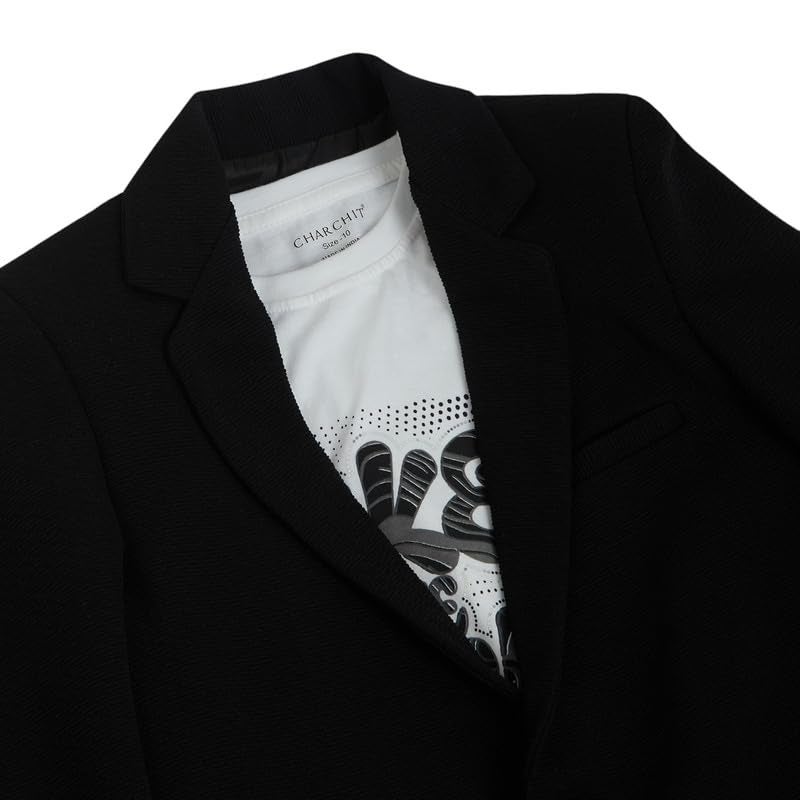 CHARCHIT Boys Regular Fit Black Blazer and T-Shirt Set - Image 5