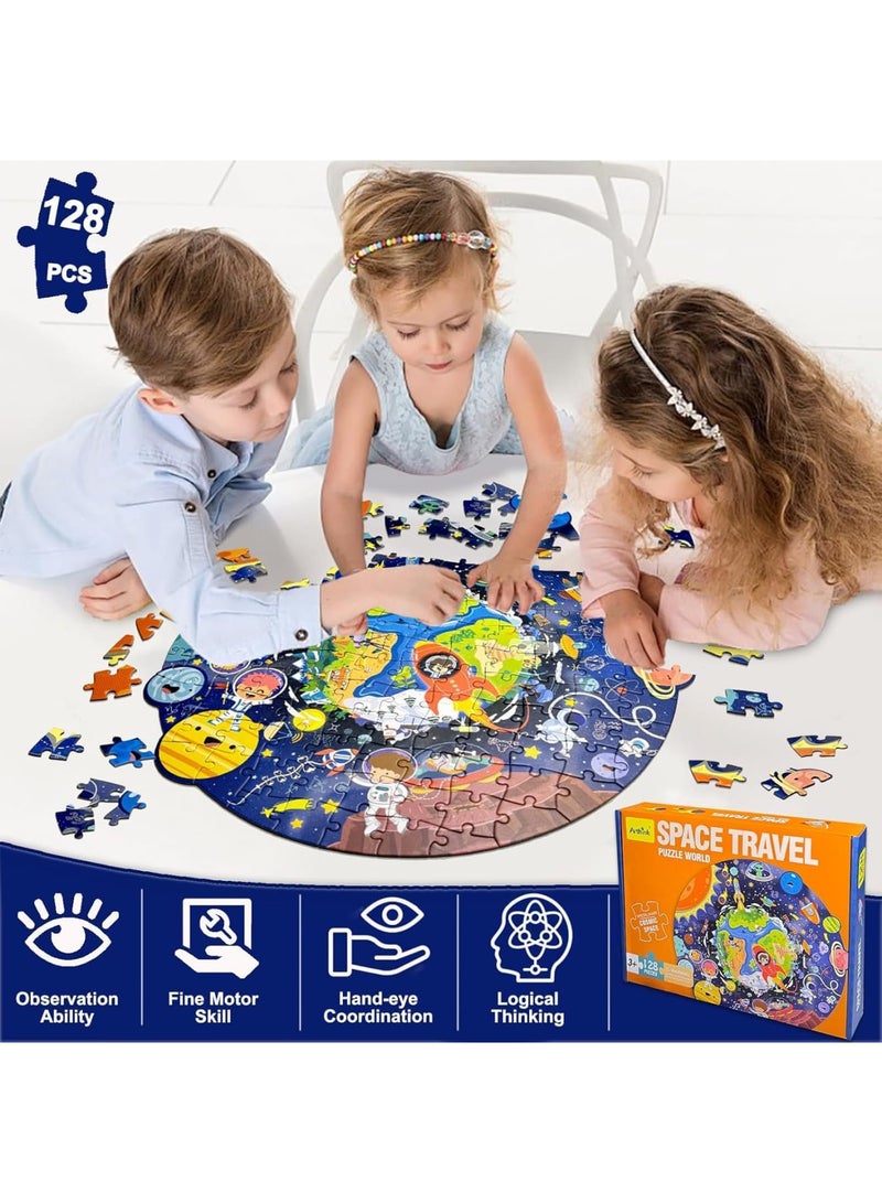 SYOSI Floor Jigsaw Puzzle, 128 Piece Large Space Rocket Puzzle for Kids, Educational Toddler Puzzle Game, Enhances Cognitive and Motor Skills, 44×45cm, Suitable for Boys and Girls Ages 3 to 8 - Image 2