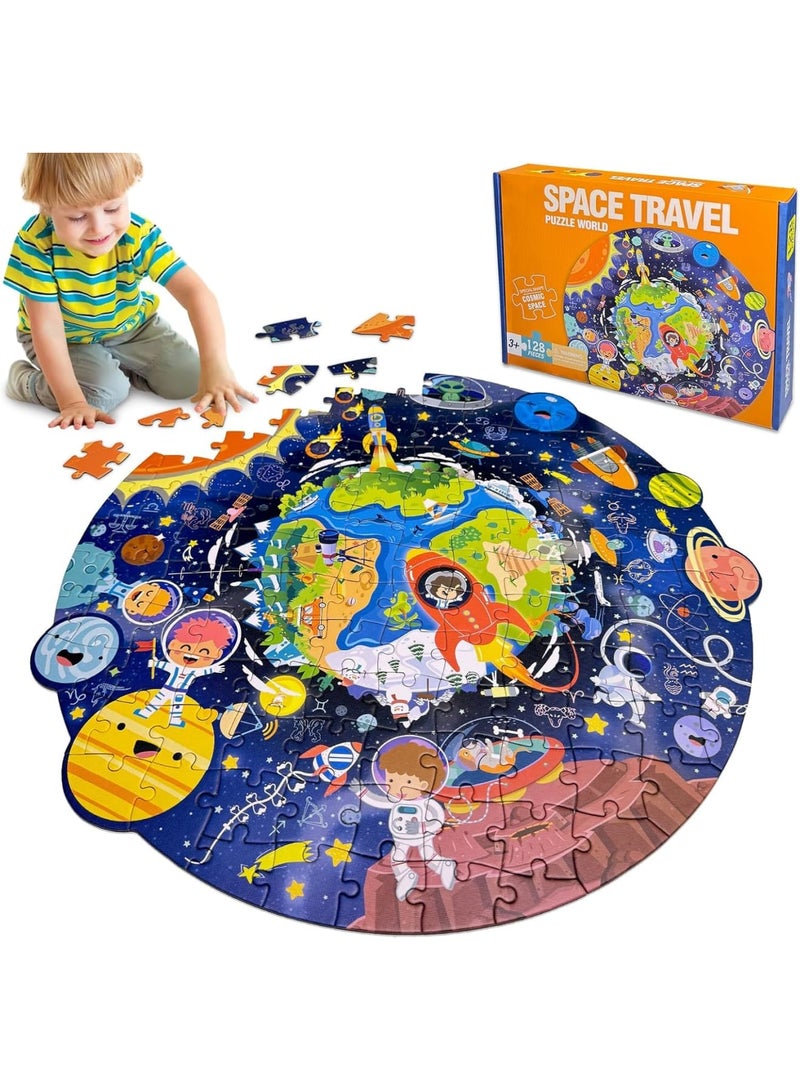 SYOSI Floor Jigsaw Puzzle, 128 Piece Large Space Rocket Puzzle for Kids, Educational Toddler Puzzle Game, Enhances Cognitive and Motor Skills, 44×45cm, Suitable for Boys and Girls Ages 3 to 8 - Image 1