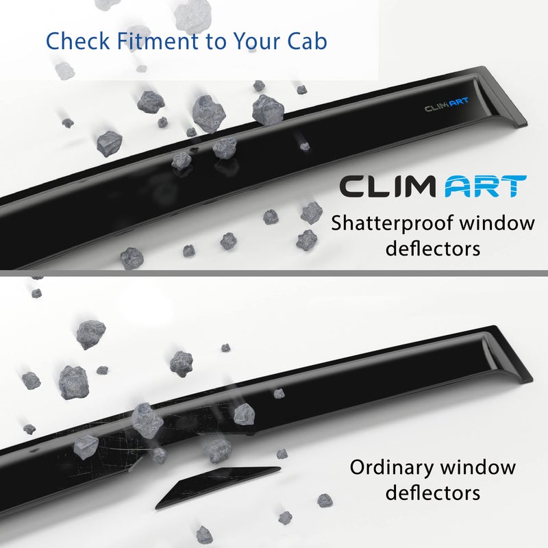 CLIM ART حراس المطر القويين من CLIM ART لقناة النوافذ لجيب جراند شيروكي 2011-2021، واقيات نوافذ أصلية، واقي تهوية، واقيات نوافذ تهوية، ملحقات سيارات بلون دخاني داكن، 4 قطع - 611032LPf - Image 3