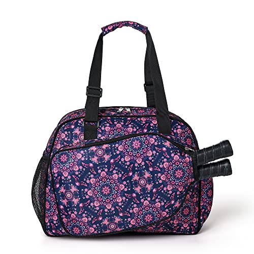 Boulder Bee Pickleball Bags, PickleBall Tote Bag for Women, Hand/Shoulder Gym Bag w Water Bottle Holder, With Pickleball Racquet Holder (Pink Triangle) - Image 1