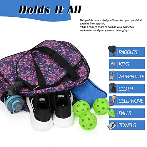 Boulder Bee Pickleball Bags, PickleBall Tote Bag for Women, Hand/Shoulder Gym Bag w Water Bottle Holder, With Pickleball Racquet Holder (Pink Triangle) - Image 3