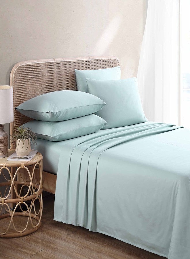 Tommy Bahama - King Size Sheet Set, Long-Staple Sateen Cotton Blend Bedding, 1000-Thread Count, Deep Pockets, Bed Sheets with Matching Fitted Sheet & Pillowcases (Solid Turquoise) - Image 1