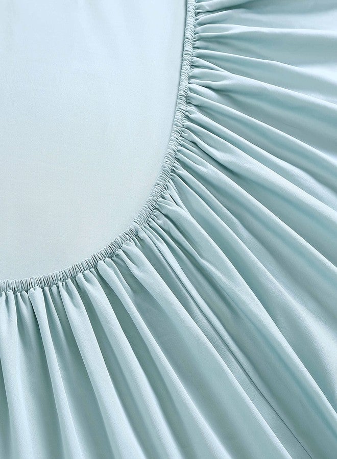 Tommy Bahama - King Size Sheet Set, Long-Staple Sateen Cotton Blend Bedding, 1000-Thread Count, Deep Pockets, Bed Sheets with Matching Fitted Sheet & Pillowcases (Solid Turquoise) - Image 4