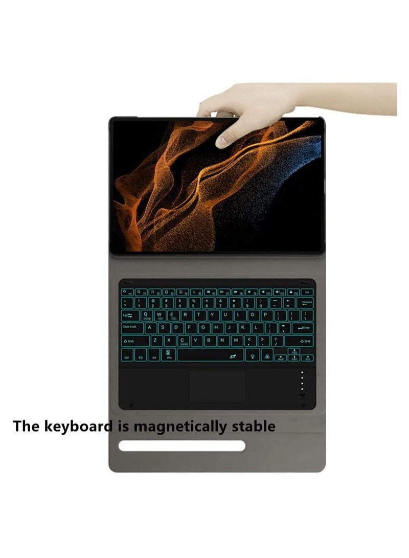 Keyboard Case for Galaxy Tab S8 Ultra 14.6 inch 2022, Wireless Detachable Backlight with Touchpad, Protective Cover - Image 3