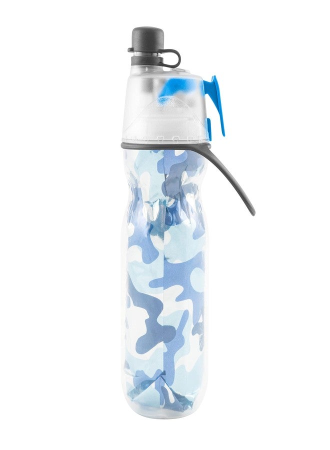 أو2 كول زجاجة مياه للأطفال من O2COOL Mist 'N Sip، مزودة بخاصية الرش والشرب، مع فوهة علوية مانعة للتسرب، قابلة لإعادة الاستخدام، سعة 12 أونصة (لون أزرق مموه). - Image 3