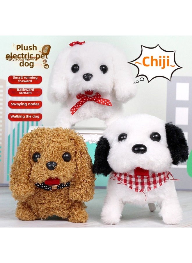 Children's Toy Dog Walking Will Call Baby Simulation Electric Plush Puppy Will Sound Boy Pet Dog Girl-Color:[Charging Version] Electric Teddy + Feeding Package  - Image 2