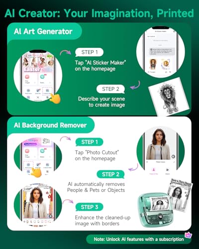 Memoking Mini Sticker Printer- Print Pod 300dpi T02 Pro Sticker Printer Box Thermal Inkless Sticker Maker for Kids Bluetooth Label Maker Photo Printer Instant Print, for Study Note, Journal, DIY, Gift - Image 5