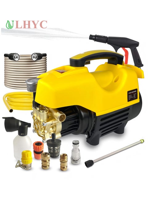 Electric Pressure Washer 2900 PSI Max 3.1 GPM 3100W Compact Portable Power Washer with 66 FT Hose Adjustable Nozzles and Foam Cannon, Small Car Pressure Washer for Home/Patio/Driveway/Yellow