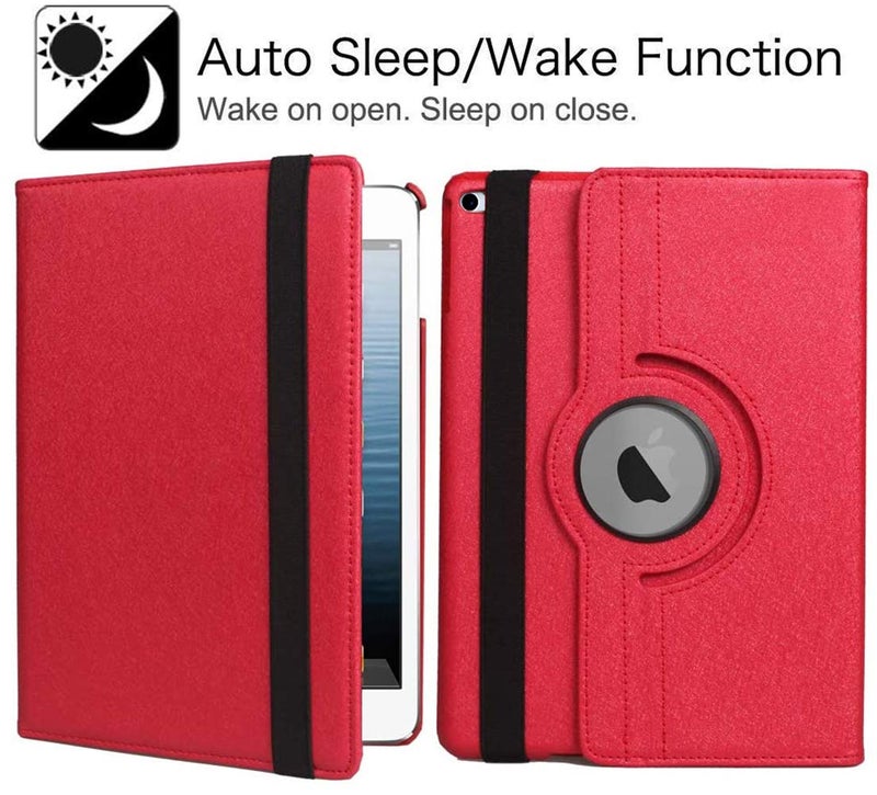 LXS New Case for iPad 9.7 inch 2018 2017/ iPad Air 2 Case - 360 Degree Rotating Stand Protective Cover Smart Case with Auto Sleep/Wake for Apple iPad 5th/6th Generation (Red) - Image 5