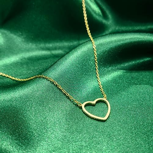 Zeffy Heart Necklace for Women 18k Gold Plated Cute Necklaces Trendy Open Heart Choker Necklaces Dainty Simple Gold Jewelry for Women Gifts - Image 5