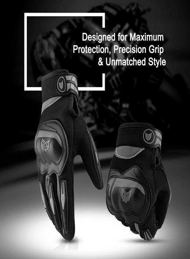 BADOWL RYDON Knuckle Protection Riding Gloves | Anti-Slip Grip & Touchscreen Sports Gloves | Durable, Breathable, All-Weather Design (Grey, M) - Image 3
