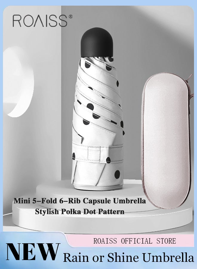 roaiss Unisex Multifunctional Umbrella with Black Vinyl Coating for Cooling and Heat Insulation 6 Rib 5 Fold Compact and Portable Design for Rain and Sun 260 Grams UPF50 Convenient and Durable - Image 1