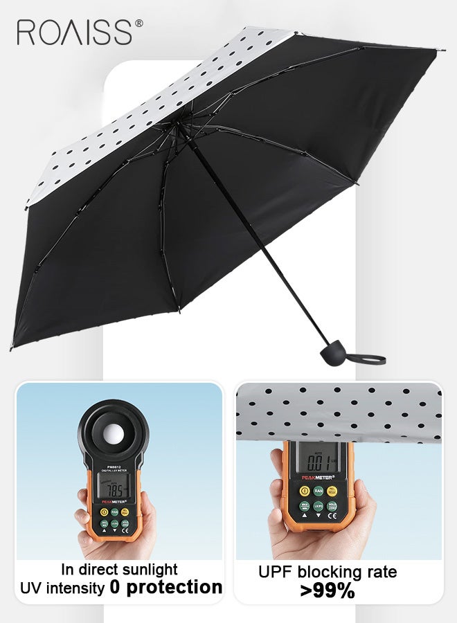 roaiss Unisex Multifunctional Umbrella with Black Vinyl Coating for Cooling and Heat Insulation 6 Rib 5 Fold Compact and Portable Design for Rain and Sun 260 Grams UPF50 Convenient and Durable - Image 5