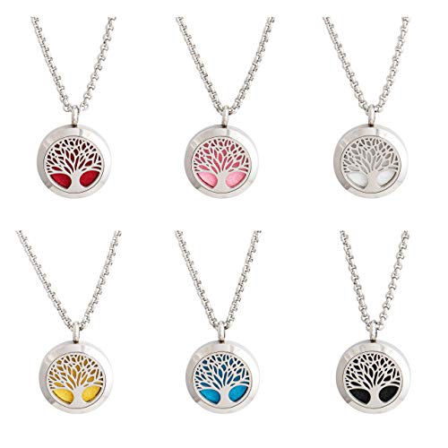 mEssentials Wild Essentials Tree of Life Essential Oil Diffuser Necklace, Stainless Steel Locket Pendant with 24 inch Chain, 12 Color Refill Pads, Customizable Color Changing Perfume Jewelry for Aromatherapy - Image 3