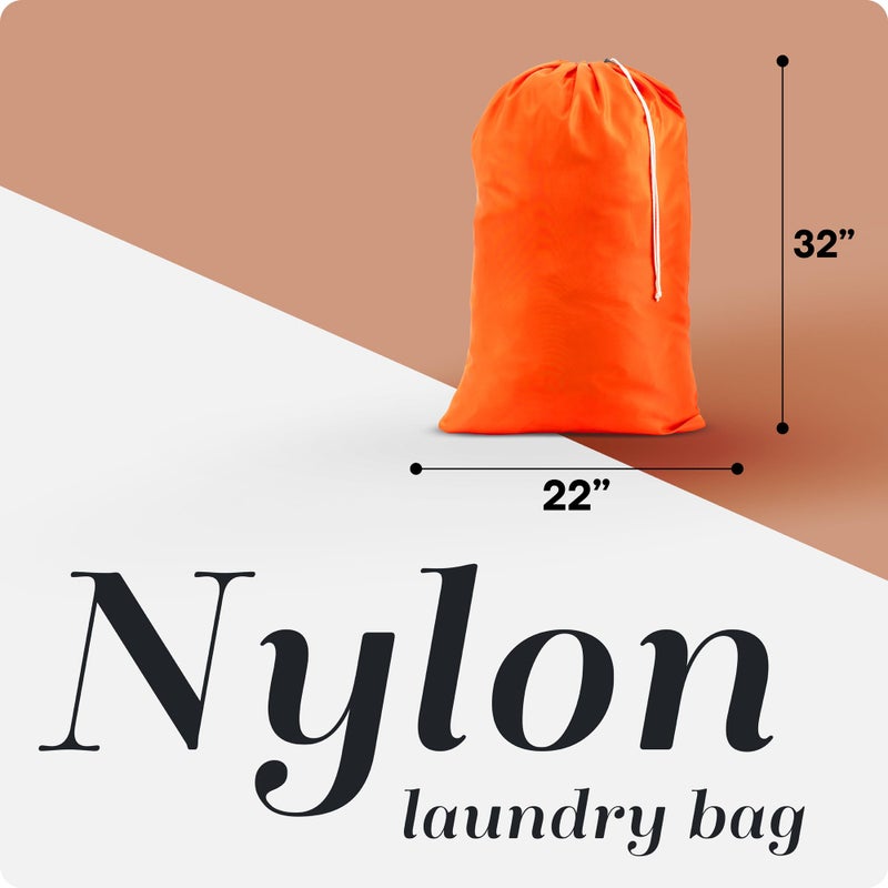 Handy Laundry Nylon XL Laundry Bag - Locking Drawstring Closure, Machine Washable, These Large Bags will Fit a Laundry Basket or Hamper and Strong Enough to Carry up to Two Loads of Clothes (Orange | 22" x 32") - Image 2