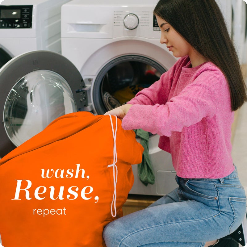 Handy Laundry Nylon XL Laundry Bag - Locking Drawstring Closure, Machine Washable, These Large Bags will Fit a Laundry Basket or Hamper and Strong Enough to Carry up to Two Loads of Clothes (Orange | 22" x 32") - Image 5