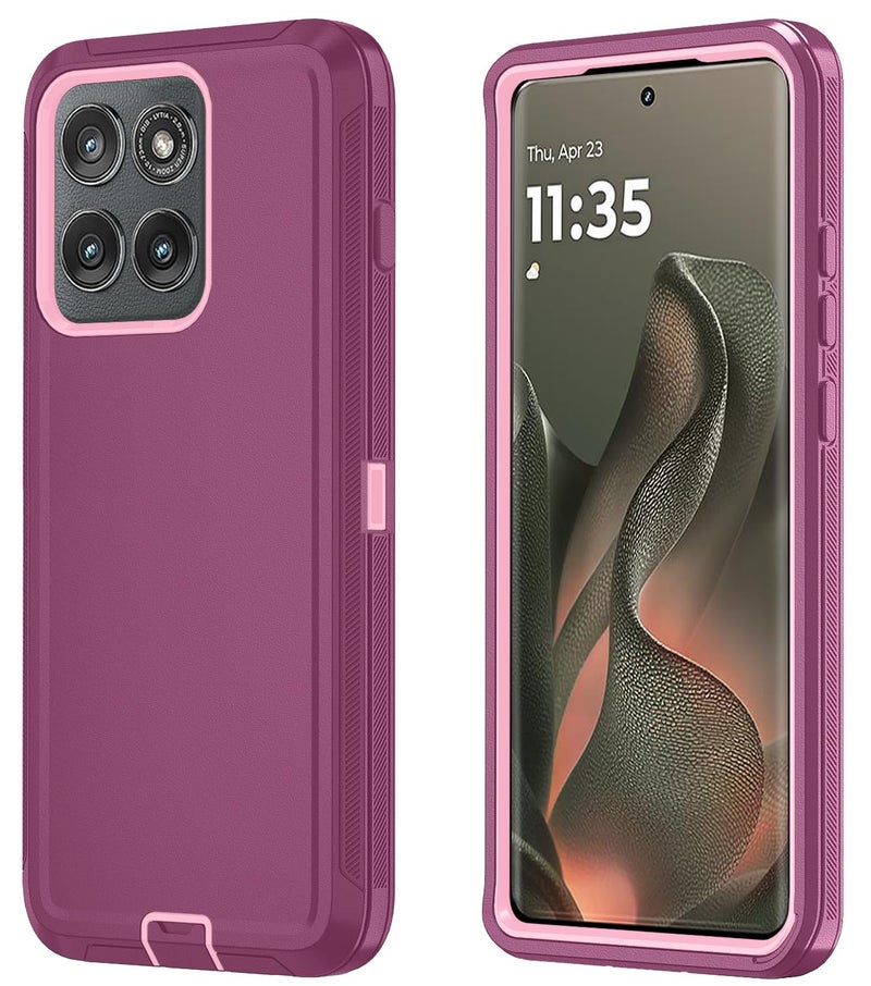 Qinmay Phone Case for Motorola Moto Edge 5G 2025 Case, Heavy Duty Shockproof & Dropproof 3-Layer Cover Phone Case for Moto Edge 2025 (WineRedPink) - Image 1
