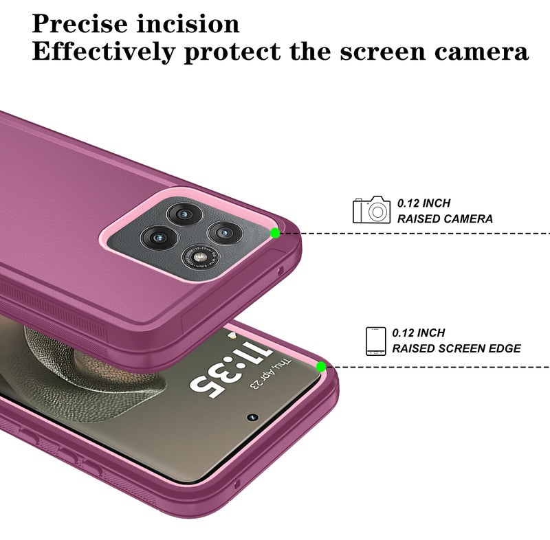 Qinmay Phone Case for Motorola Moto Edge 5G 2025 Case, Heavy Duty Shockproof & Dropproof 3-Layer Cover Phone Case for Moto Edge 2025 (WineRedPink) - Image 3