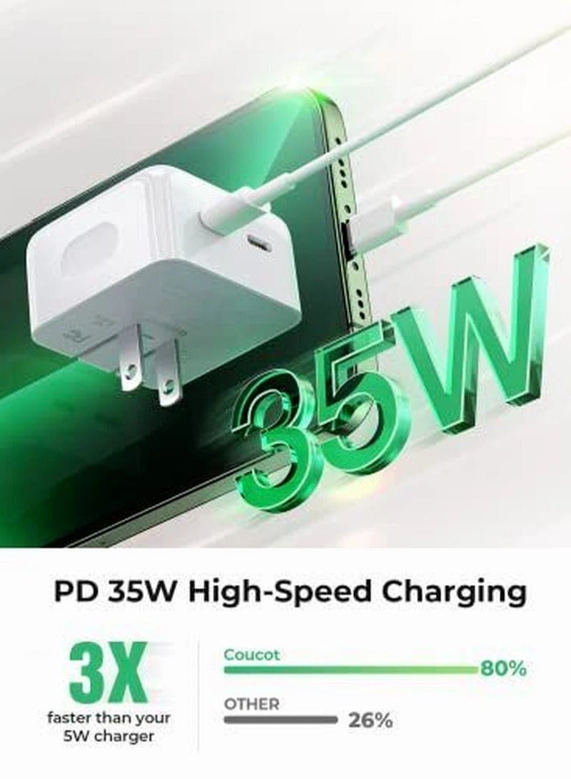 YoYoTech iPhone 17, iPhone 16 & iPhone 15 Pro Max Charger With USB C Port 35 Watt with 1M iPhone Fast Charging Cord Type C to C for iPhone 16 / 15 Pro max/15 Pro/15 plus/15, Samsung S24 and all USB C mobiles / Tabs - Image 2