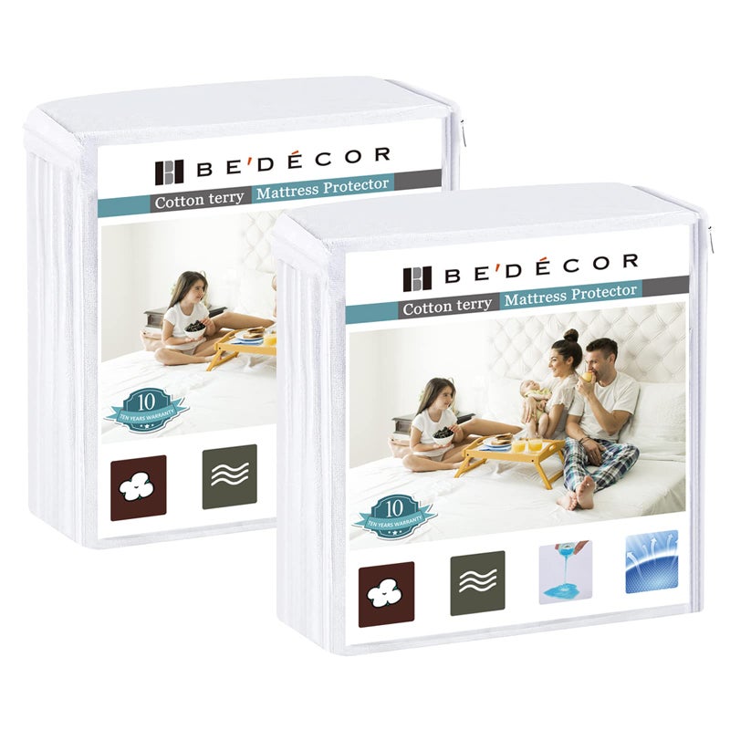 Bedecor Bedecor 2 Packs Queen Mattress Protector Waterproof Protection Soft Cotton Terry Top Coverfor Babies Pregnant Women Incontinent Persons Deep Pocket to 18