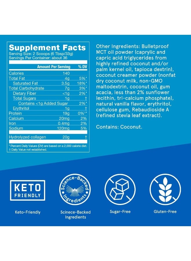 Bulletproof Vanilla Collagen Protein Powder With Mct Oil, 19G Protein, 42.3 Oz, Value Size, Collagen Peptides And Amino Acids For Healthy Skin, Bones And Joints - Image 2