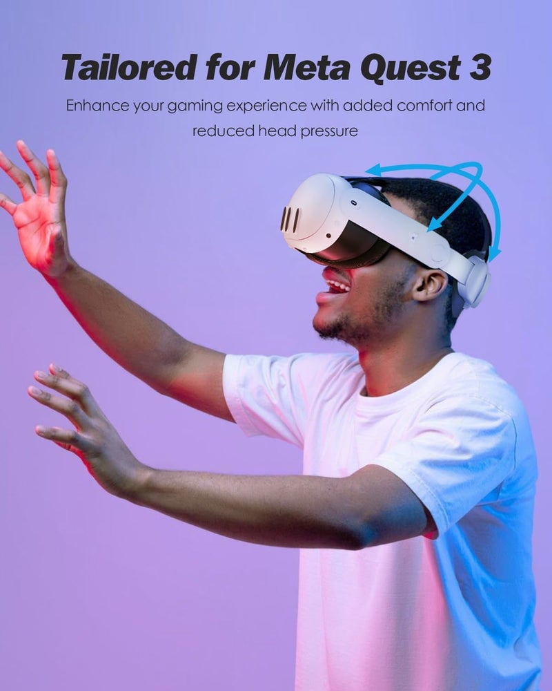 حزام رأس لـ Meta Quest 3 - بديل حزام الرأس النخبة، تعزيز الراحة وتوزيع الوزن، ضبط سريع، أحزمة معززة، تركيب سهل - Image 2