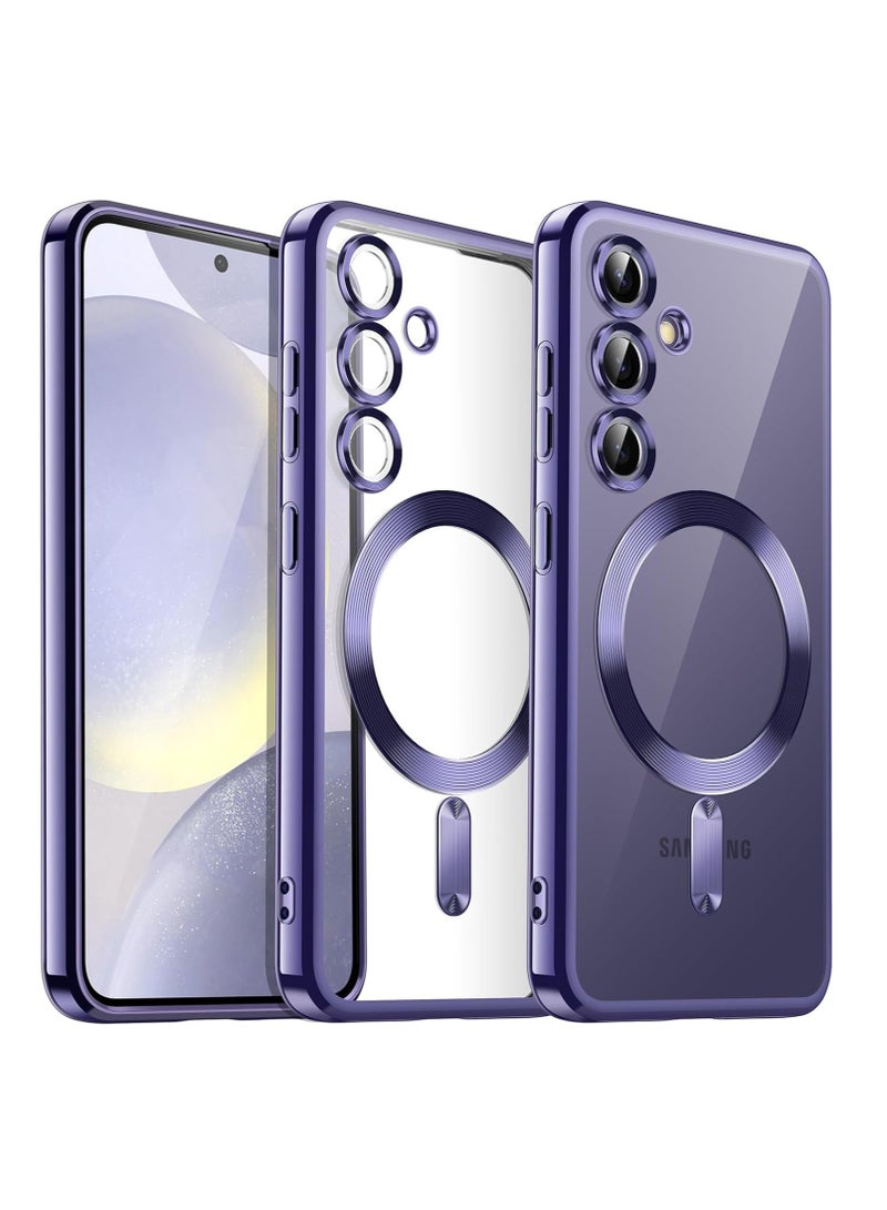 BORTONY Samsung Galaxy S24 FE Magnetic Case Cover Full Camera Lens Protection Compatible with MagSafe Wireless Charging Shockproof Electroplated TPU Phone Cover - Image 1