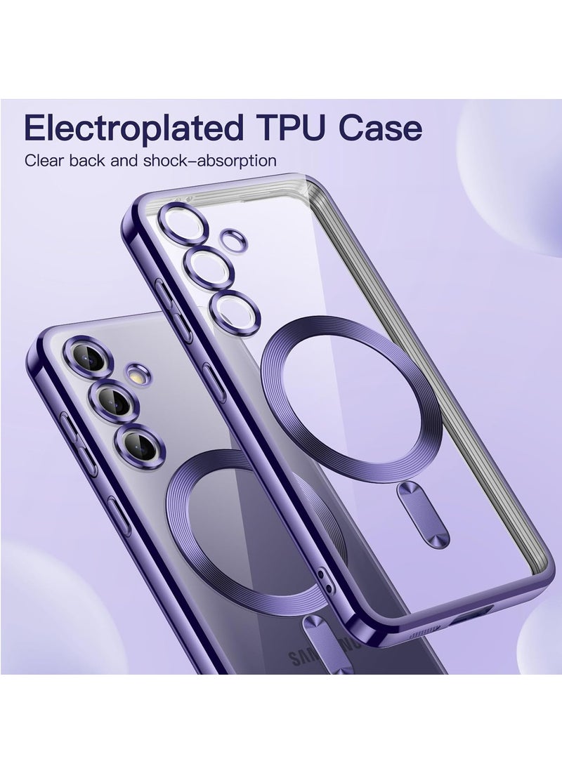 BORTONY Samsung Galaxy S24 FE Magnetic Case Cover Full Camera Lens Protection Compatible with MagSafe Wireless Charging Shockproof Electroplated TPU Phone Cover - Image 2