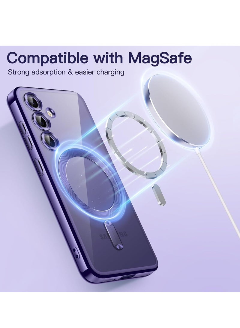 BORTONY Samsung Galaxy S24 FE Magnetic Case Cover Full Camera Lens Protection Compatible with MagSafe Wireless Charging Shockproof Electroplated TPU Phone Cover - Image 3