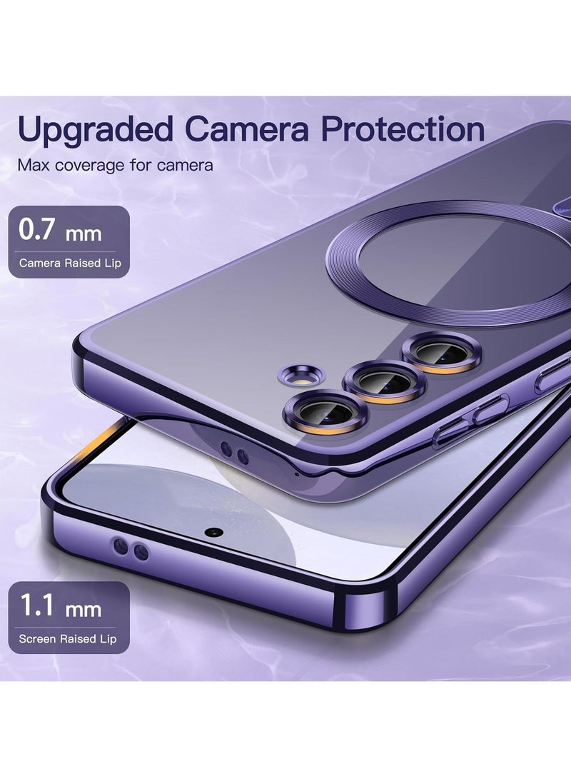 BORTONY Samsung Galaxy S24 FE Magnetic Case Cover Full Camera Lens Protection Compatible with MagSafe Wireless Charging Shockproof Electroplated TPU Phone Cover - Image 4