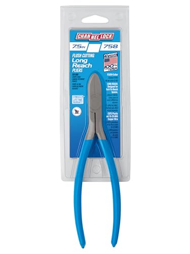 Channellock 758 7.5-Inch Long Reach Diagonal Flush Cutting Plier, Blue - Image 4