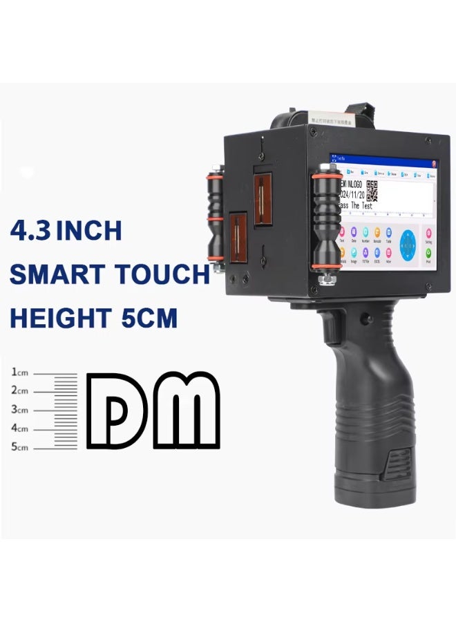 ديمين طابعة نفث حبر محمولة عالية الدقة باللغة العربية، للطباعة على مواد متعددة (الخشب، المعدن، البلاستيك، الكرتون)، بدقة 600 DPI، شاشة لمس 4.3 بوصة، ارتفاع الطباعة حوالي 50 مم، تدعم طباعة رمز QR والأرقام التسلسلية، تدعم 25 لغة - Image 3