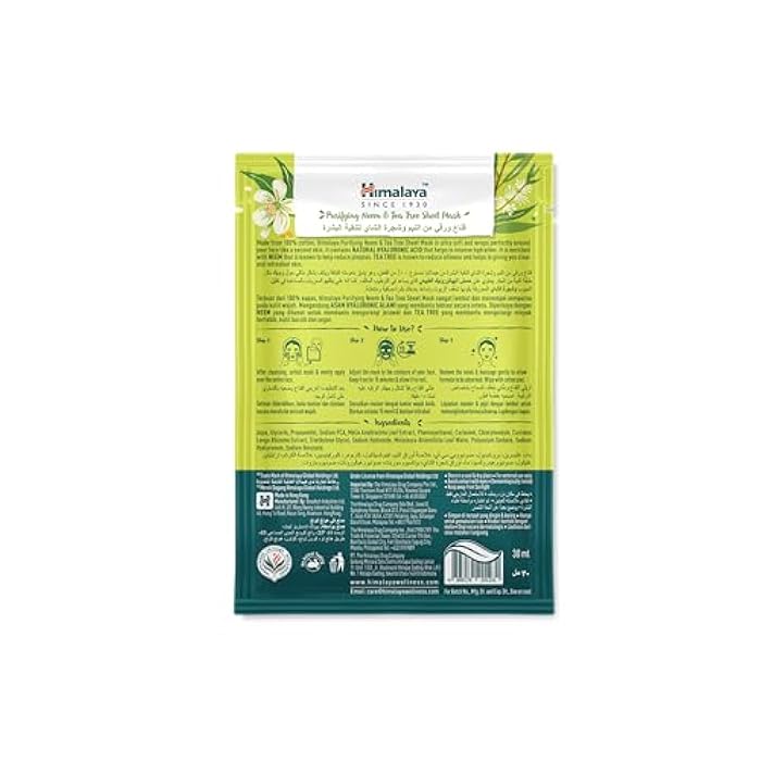 Himalaya Purifying Neem & Tea Tree Sheet Mask with Hyaluronic acid | Rejuvenates & De Tans Skin- 30g - Image 2