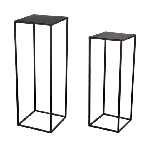 ALPOME Pack of 2 Already installed Black Plant Stand,Dimension 9.84*H27.56in and 8.66*H23.62in,indoor stable steel frame Flower Stands drink table for party wedding Centrepieces Living Room Patio Garden - Image 1