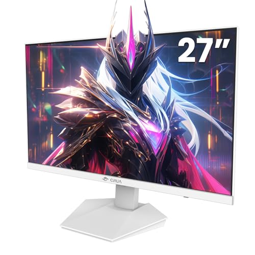 CRUA 27" 240Hz Gaming Monitor, QHD 2560x1440 IPS Display, AMD FreeSync, 120% sRGB, Built-in Speakers, Blue Light Filter, Wall Mountable PC Monitor, HDMI & DP, White, for Gaming, Streaming & Work - Image 2