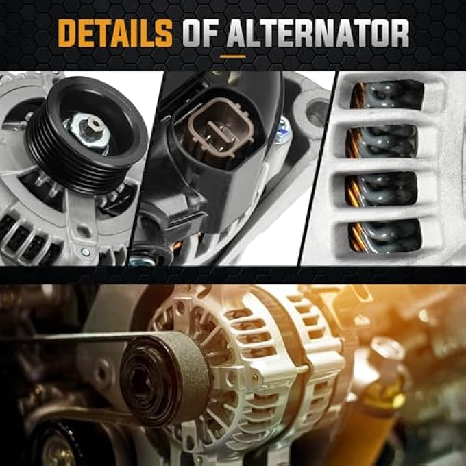 ILONPA Alternator Replacement Compatible with 06-07 Lexus Lx470, 05-07 Land Cruiser, 03-09 Lexus Gx470 Toyota 4Runner Sequoia Tundra Pickup 4.7L Replace 400-52366R VND0392 104210-3380 210-0512 - Image 3