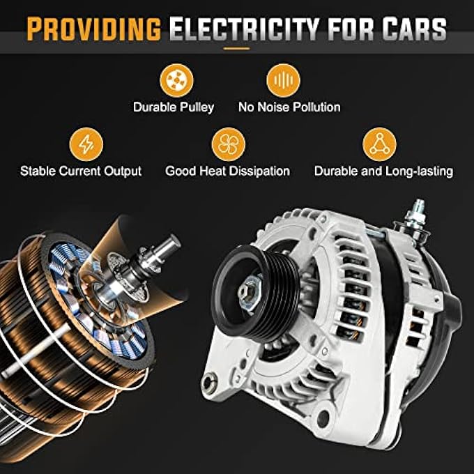 ILONPA Alternator Replacement Compatible with 06-07 Lexus Lx470, 05-07 Land Cruiser, 03-09 Lexus Gx470 Toyota 4Runner Sequoia Tundra Pickup 4.7L Replace 400-52366R VND0392 104210-3380 210-0512 - Image 5