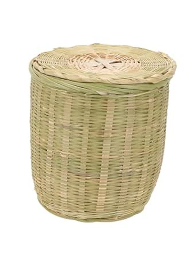 Natural Woven Wastebasket with Lid Multipurpose Storage Basket for Vegetables Fruits Home Organizer - Image 1