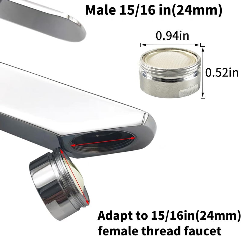 TSBSHum Bathroom Sink Aerator,2.2 GPM Faucet Aerator, Made of Solid Brass and Stainless Steel,15/16 Inch Male Thread Faucet Replacement with Gasket,For Kitchen and Bathroom,6PCS(Silvery) - Image 2