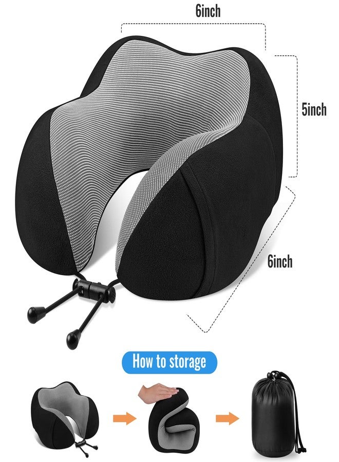 CloudBliss Travel Pillow Premium Memory Foam, Comfortable & Supportive Neck Pillow, Sleeping Neck Pillows for Travel, Airplane Pillow for Sleeping Airplane, Car, Office and Home（Black） - Image 3