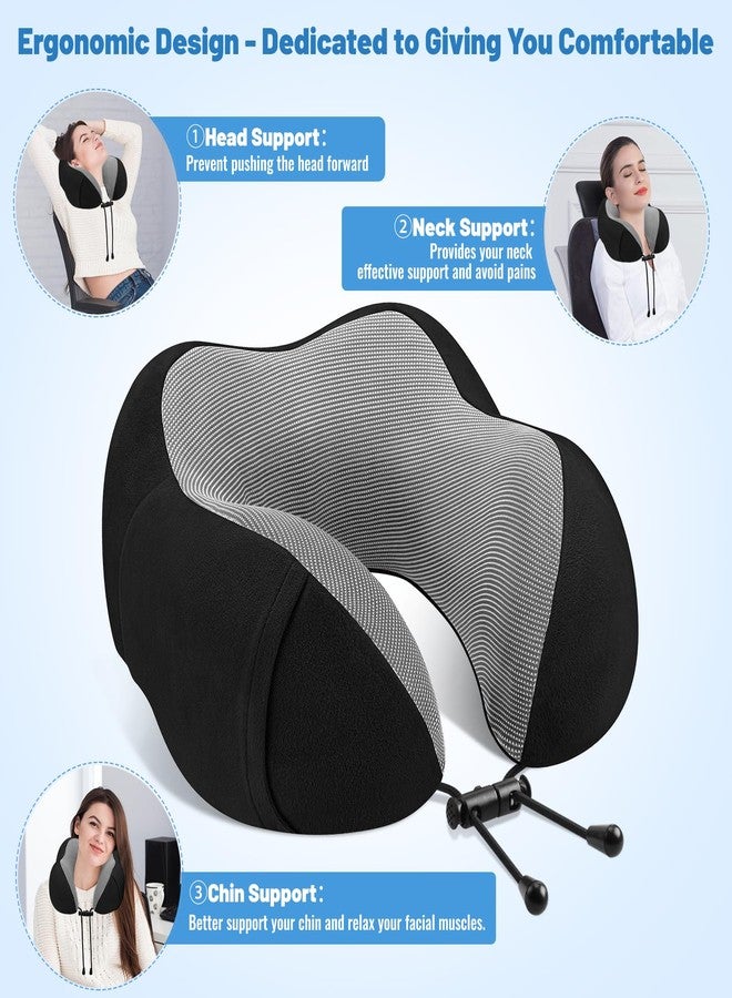 CloudBliss Travel Pillow Premium Memory Foam, Comfortable & Supportive Neck Pillow, Sleeping Neck Pillows for Travel, Airplane Pillow for Sleeping Airplane, Car, Office and Home（Black） - Image 5