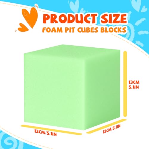 COZYTRAUM 24Pack 5 Inch Foam Cubes Soft Play Pit Fillers for Indoor Games Trampoline Rock Climbing Mats Light Green - Image 5