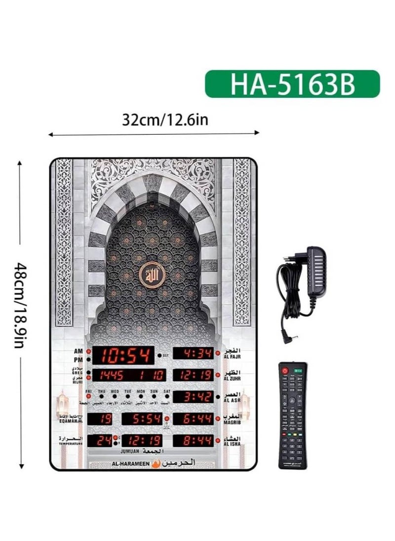 AL-HARAMEEN Digital Islamic Prayer Alarm Azan Wall Clock HA-5163 (B)  - Image 2
